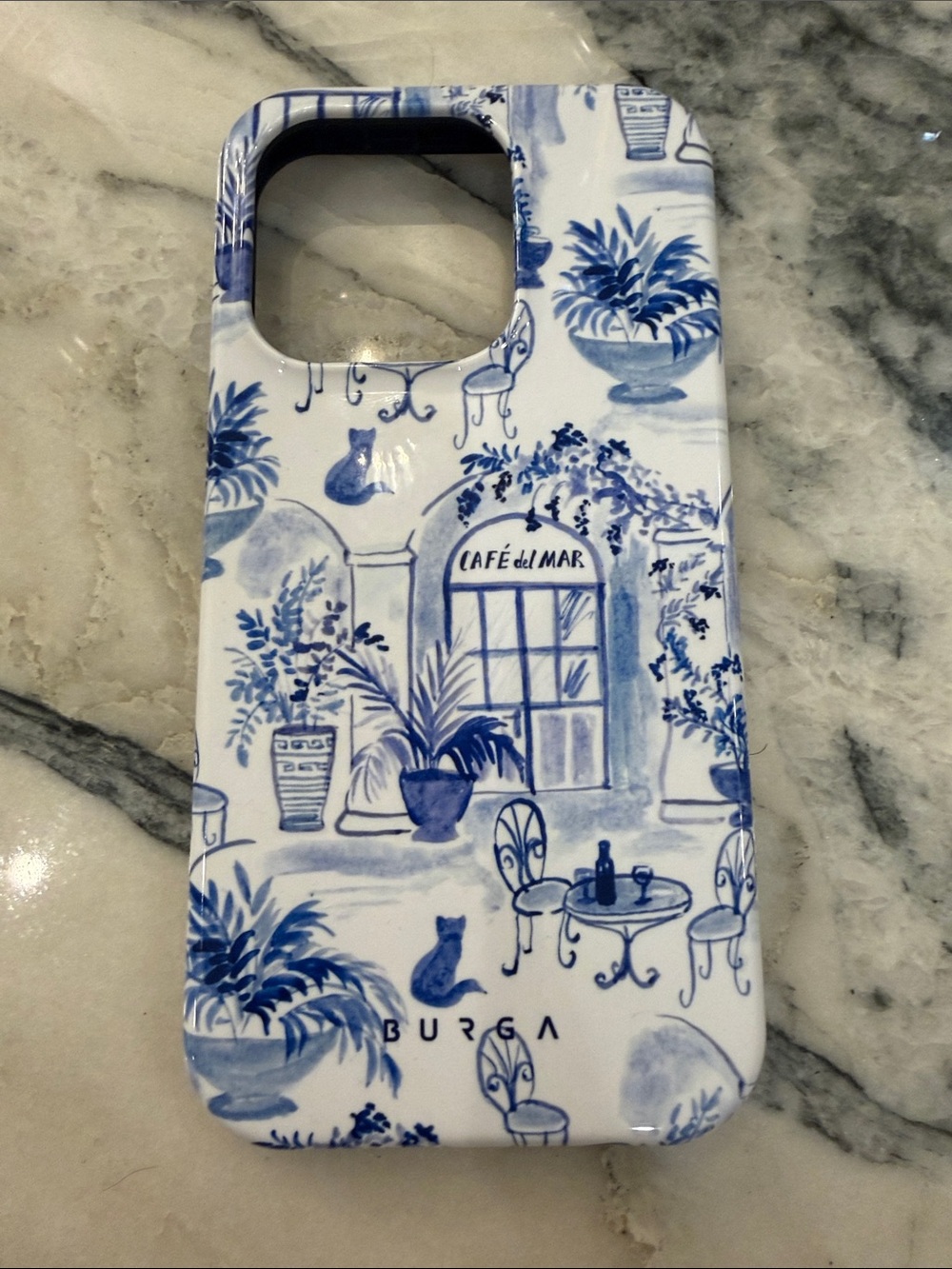 BURGA Blue & White Café Toile IPhone 15 Pro Case